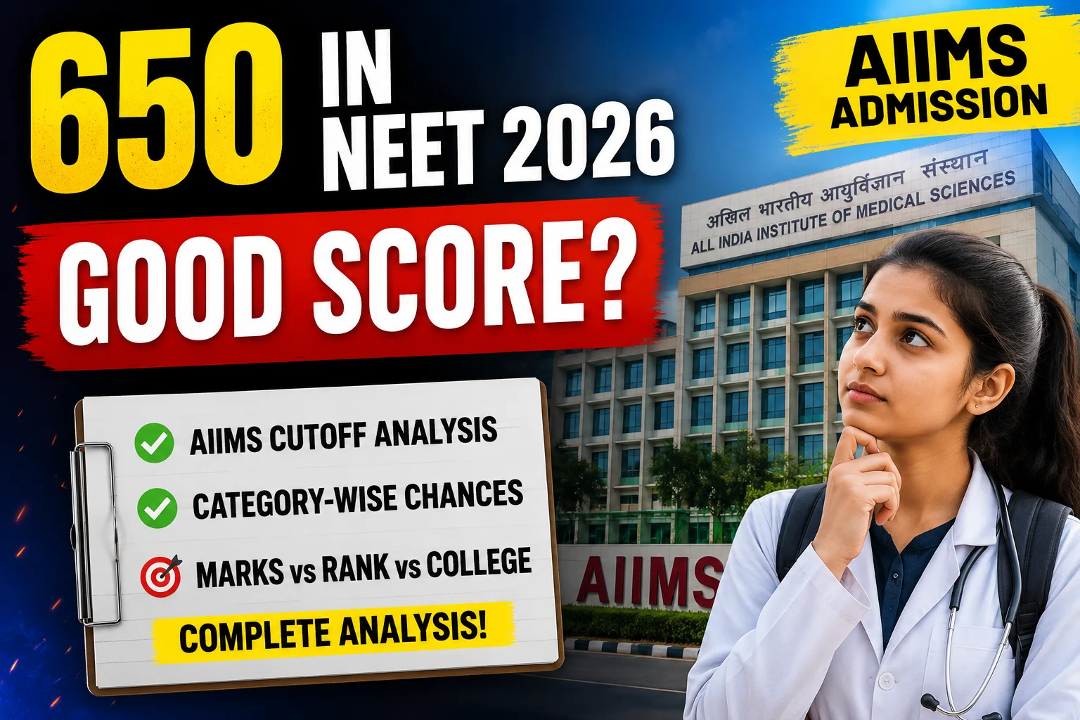 Is 650 a Good Score in NEET 2026 for AIIMS Admission